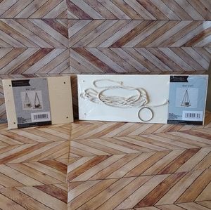 (3) BUNDLE LOT Hanging Boho Wall Shelves Natural Wood Hanging Shelf Ropes Hooks